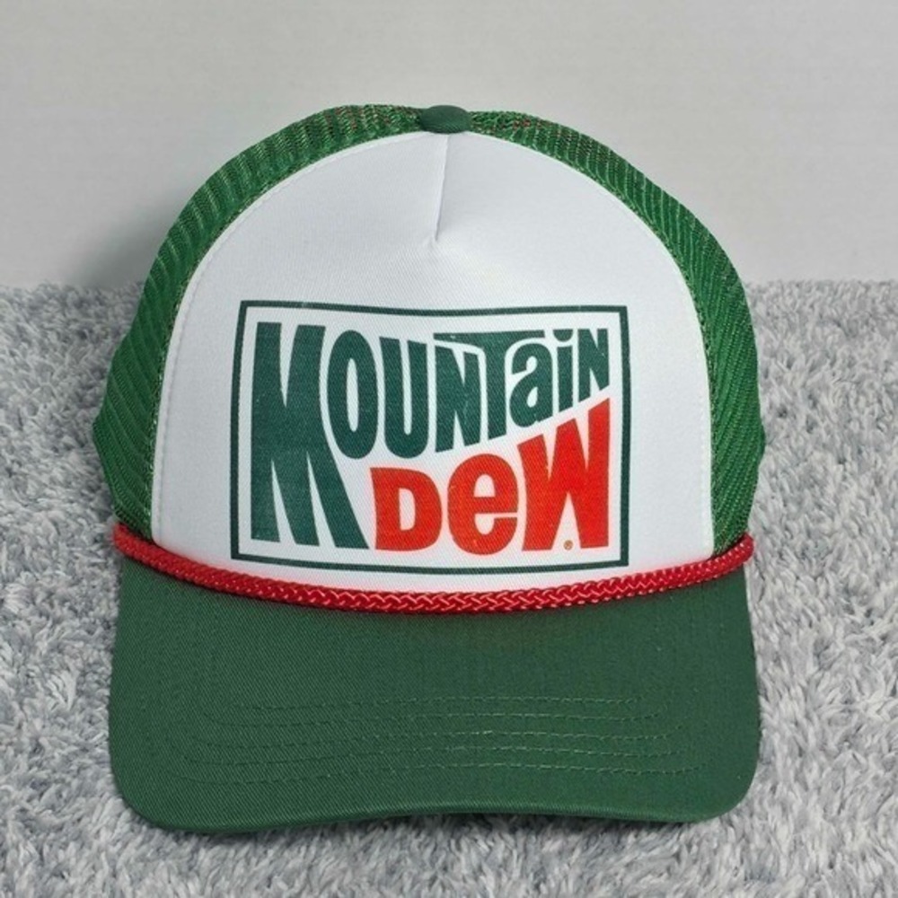Mountain Dew Retro Logo‎ Rope Foam Trucker Mesh Snapback Cap Hat Green White NWT